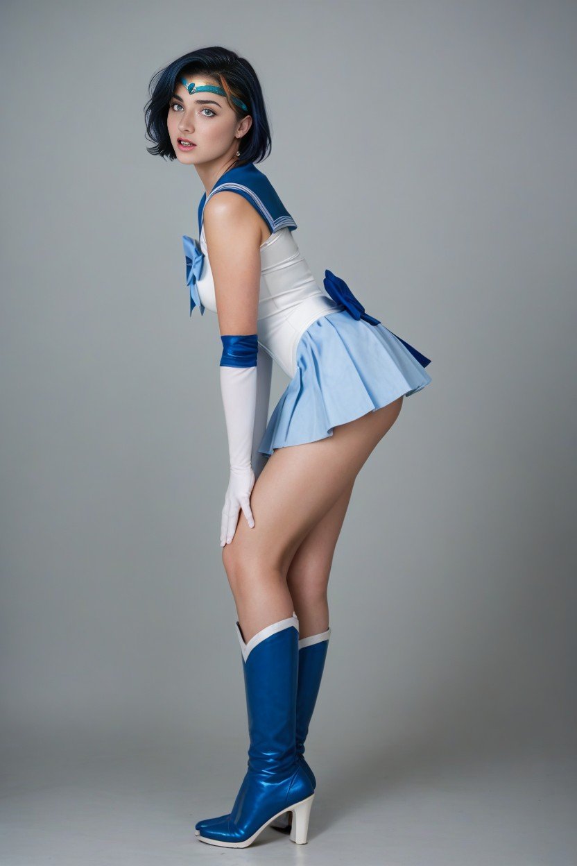 Full Body, Sailor Mercury, Bangs Shemale AI Porn