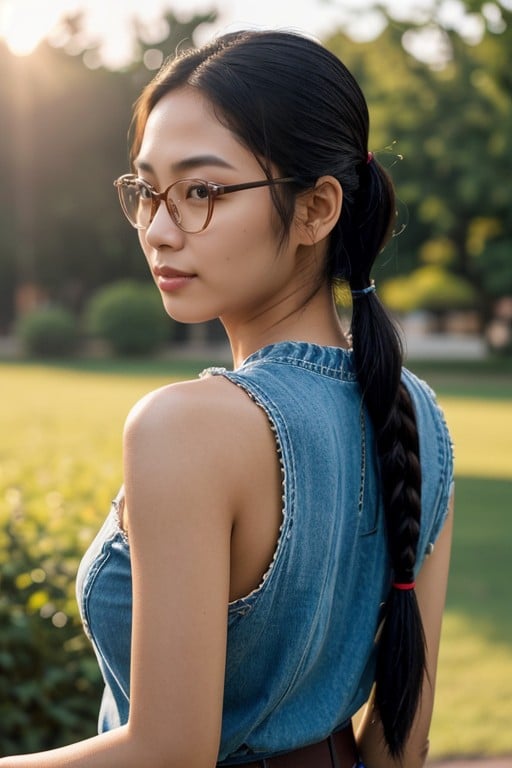 Arms Behind Back, Glasses, Thai Shemale AI Porn