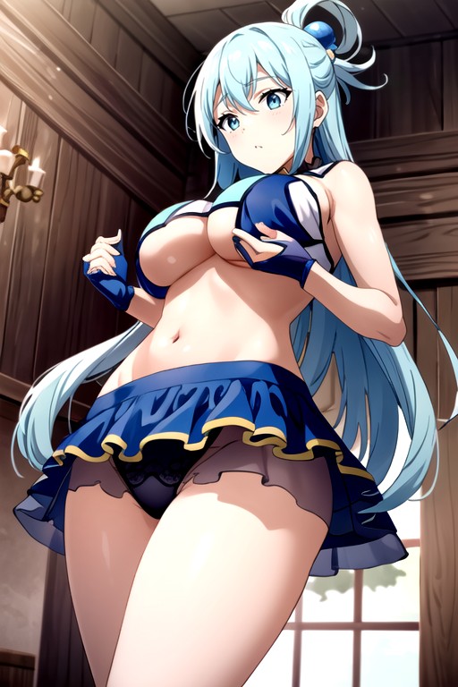 Aqua (konosuba), Ballet T-shirt, Umbigo Exposto Hentai IA pornografia