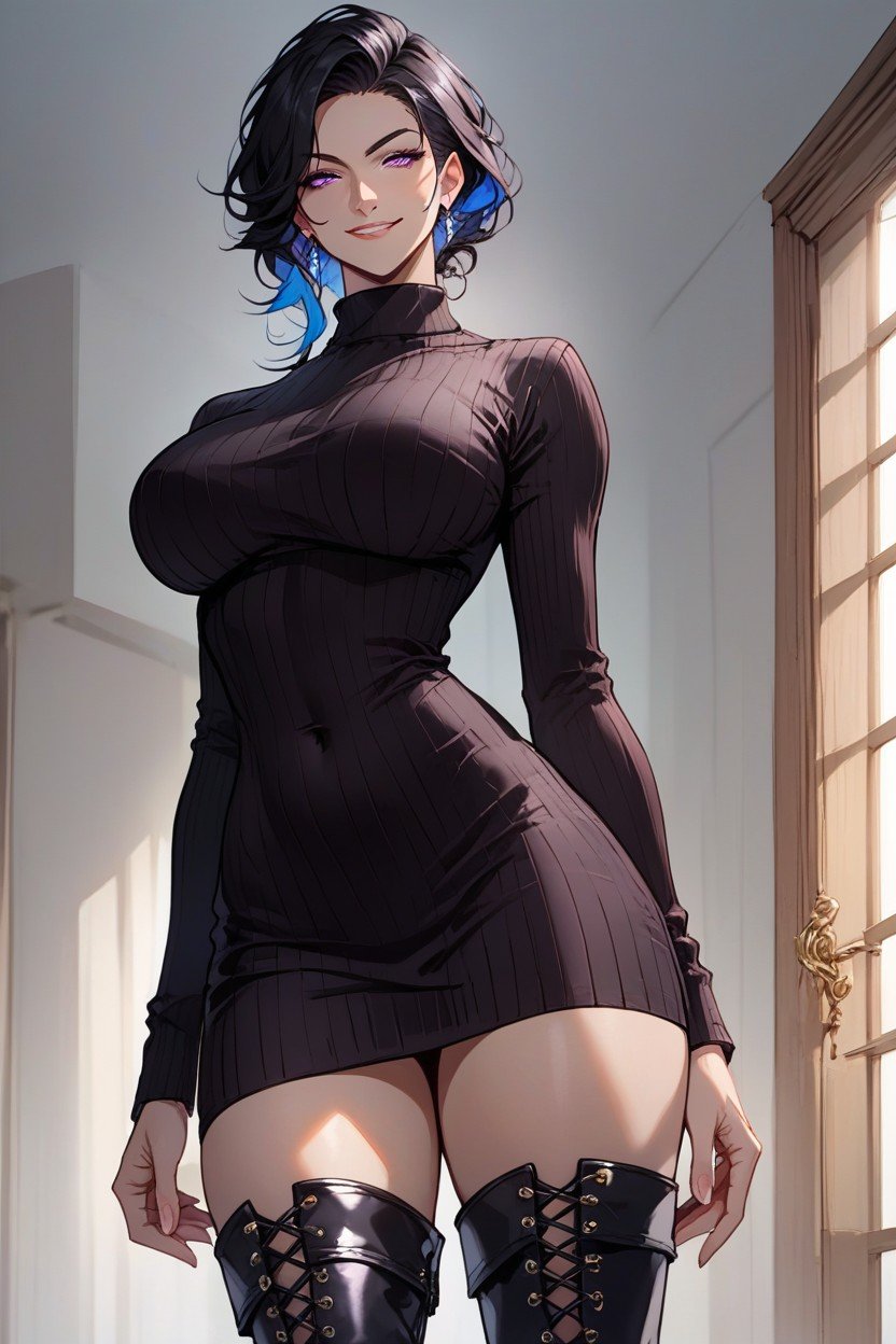 Large Breast, Front View, Sweater Dress Furry AI Porn