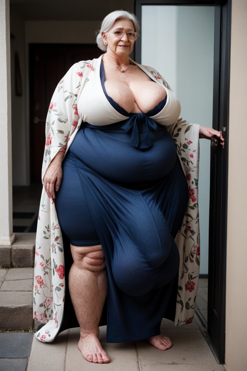 Big Belly, Standing On Her Front Porch, Cellulite Body Shemale AI Porn