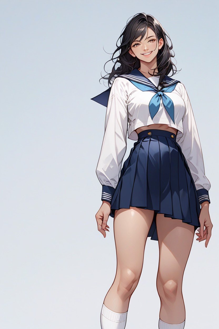 Sailor Uniform, Straight, Smiling Mouth Open AI Porn