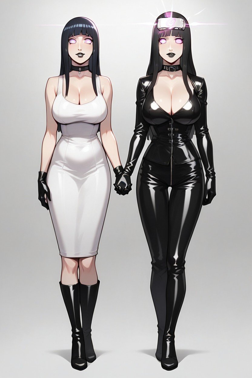 Wearing Mind Control Helmet, Two Girls, Wearing Black Leather Thigh High BootsAI黃漫