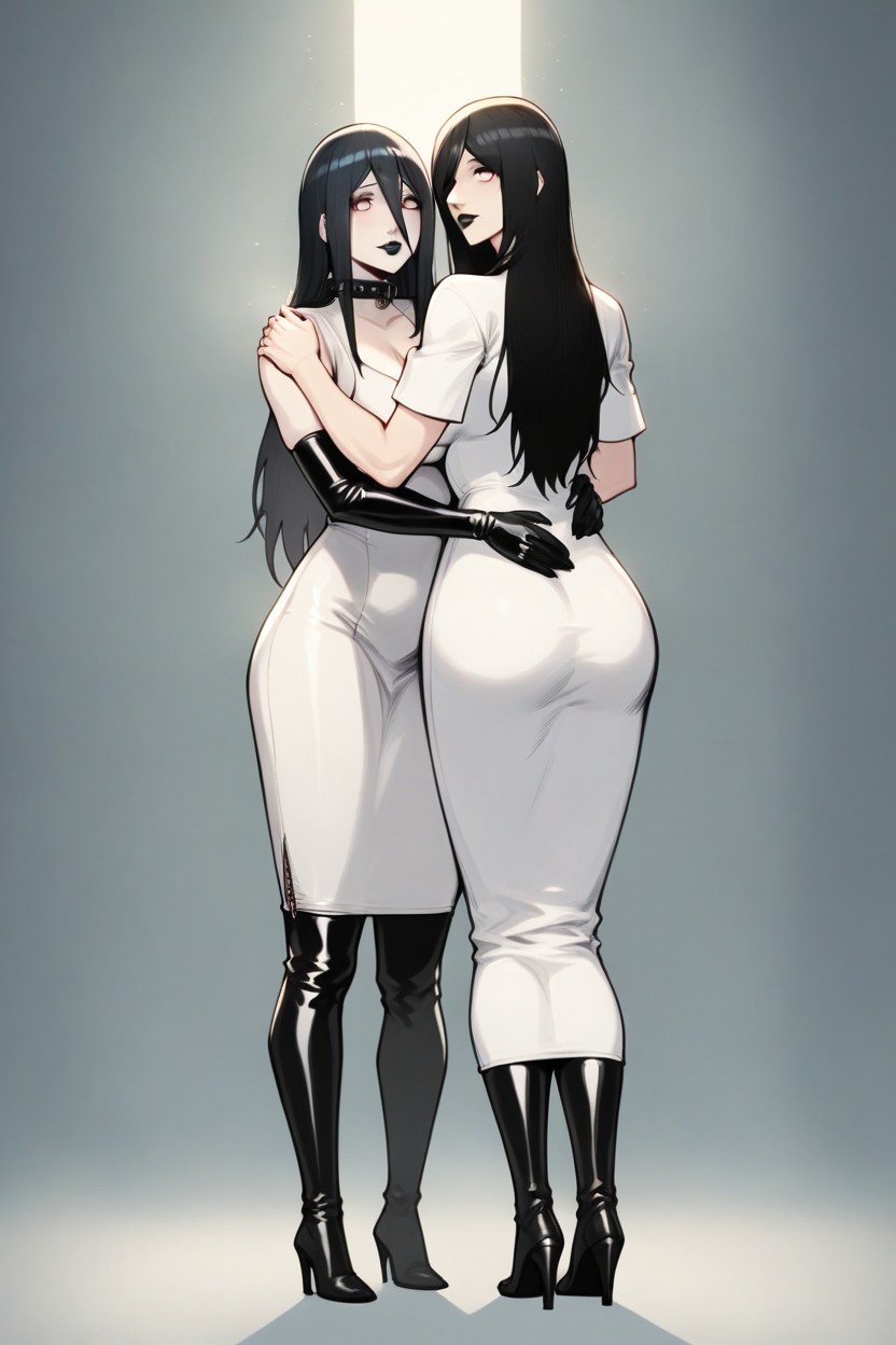 Standing, Wearing A Leather Collar, Wearing White DressPorno IA Hentai