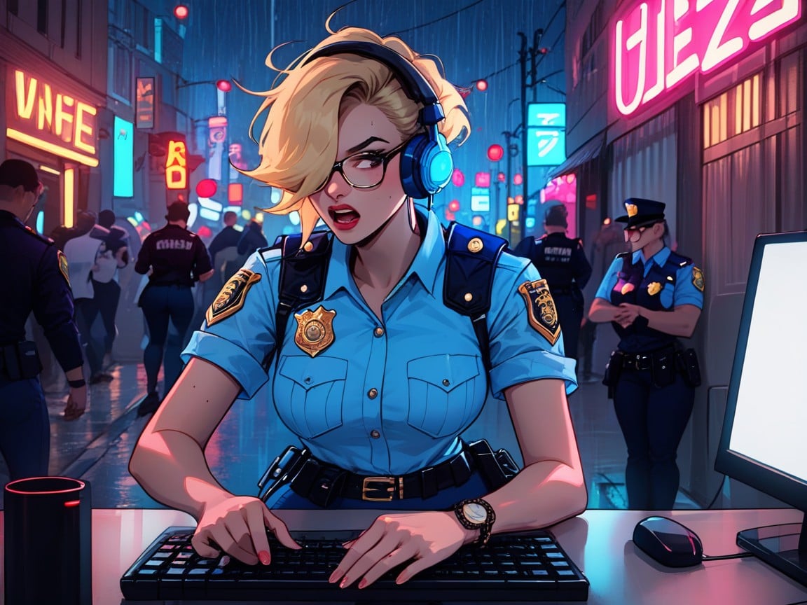 Hacker, Blonde Pixie Hair, Top Cropped Hentai IA pornografia