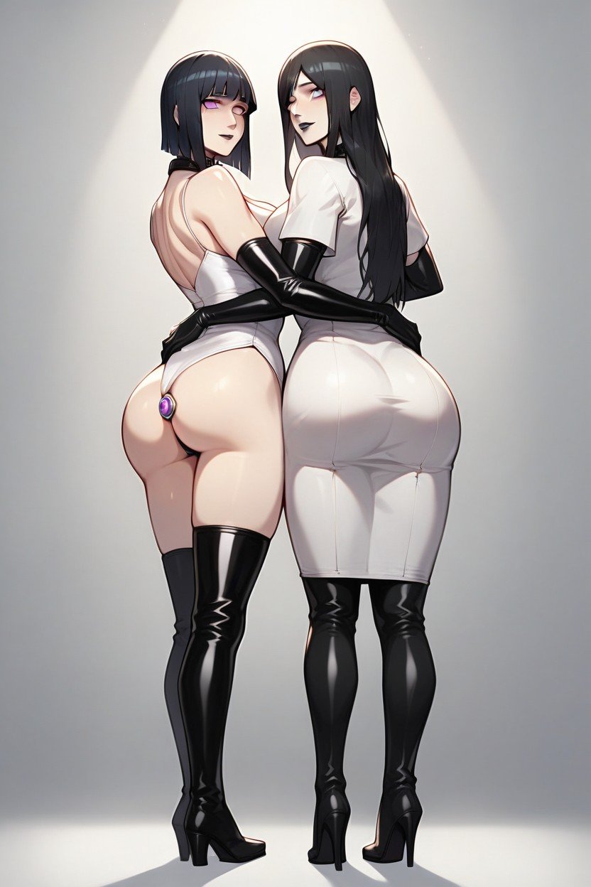 Two Girls, Wearing White Dress, Wearing Mind Control Helmet AI Porn