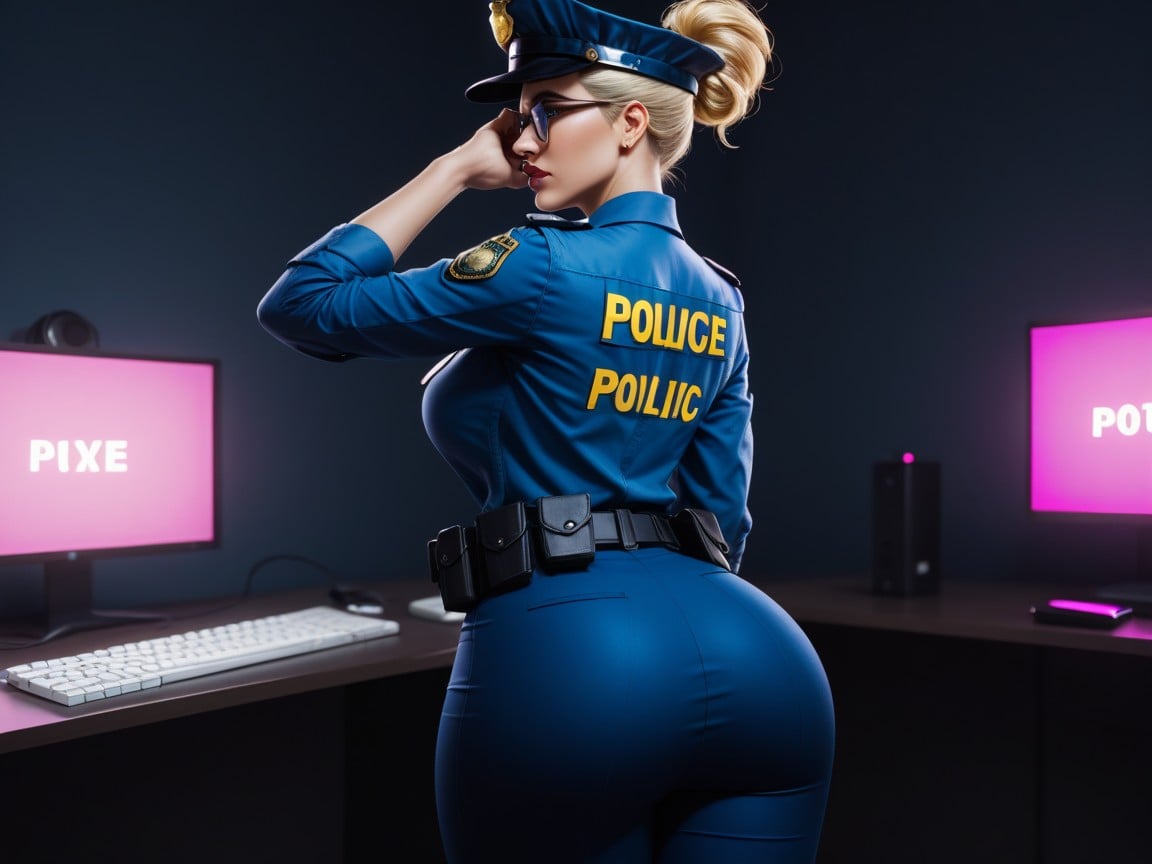 Hacker, Rounded Ass, Hourglass Body Shape AI Porn