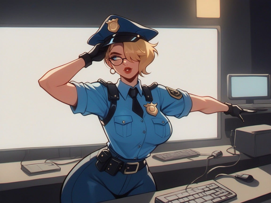 Frame, Pixie Cut, Police Headquarters Background Hentai AI Porn