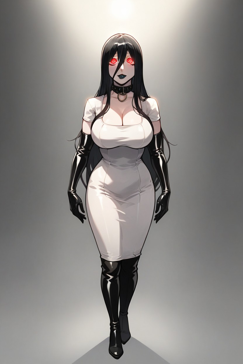 Guantes De Látex, Ojos Rojos, Wearing White DressPorno AI Hentai