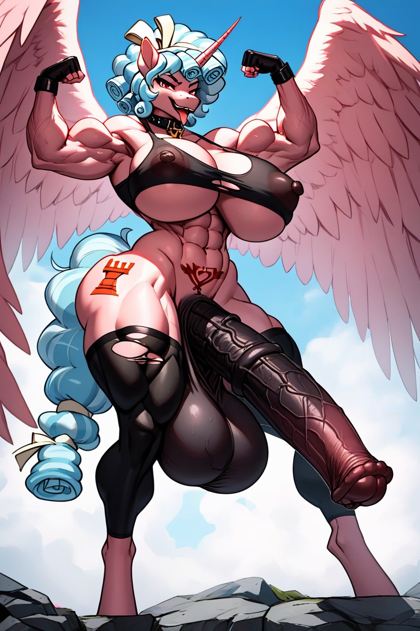 Gigantic Penis, Huge Feathered Wings, Muscular Furry AI Porn