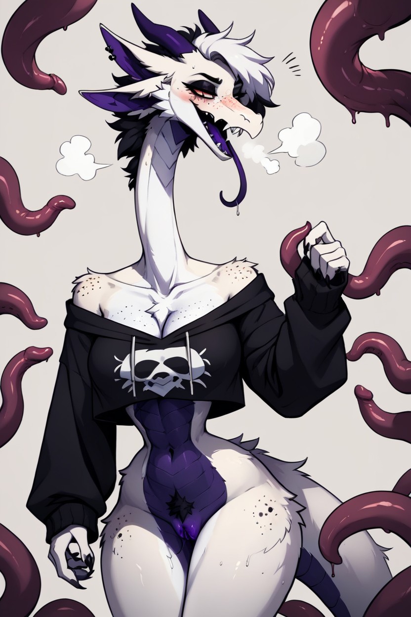Holding Leg Up, Horny, Skinny Furry AI Porn