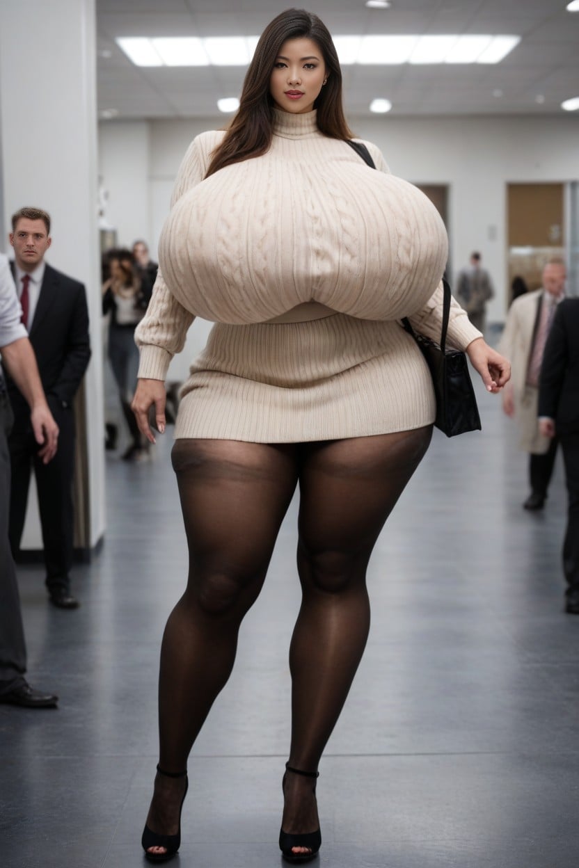 Disproportionately Large Breasts, Detailed Face, Cellulite AI Porn