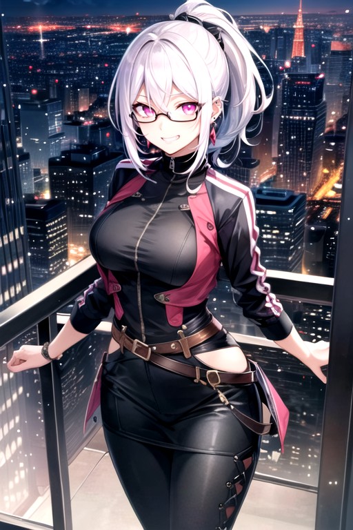 White Hair, Rooftop, Jacket AI Porn