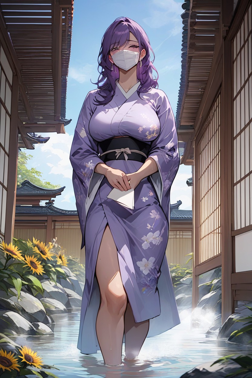 Whore, Holding A Paper Fan In Hand, Kimono Hentai AI Porn