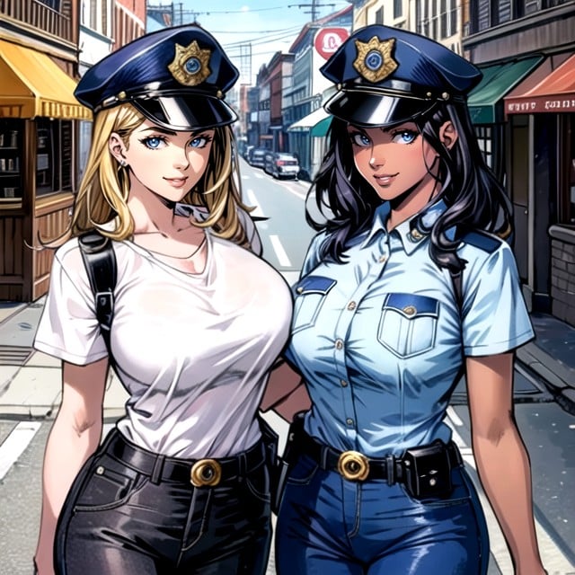 30+, Street, Police Costume Shemale AI Porn