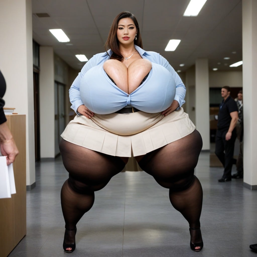 오피스 셔츠, 1인, Saggy Breasts Longer Than Body AI 포르노