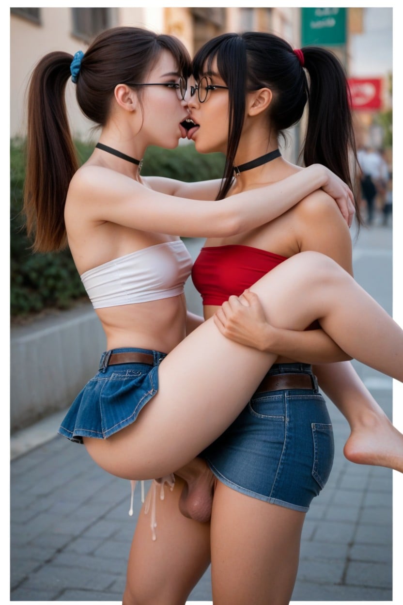 Summer, Strapless Top, Side View Shemale AI Porn
