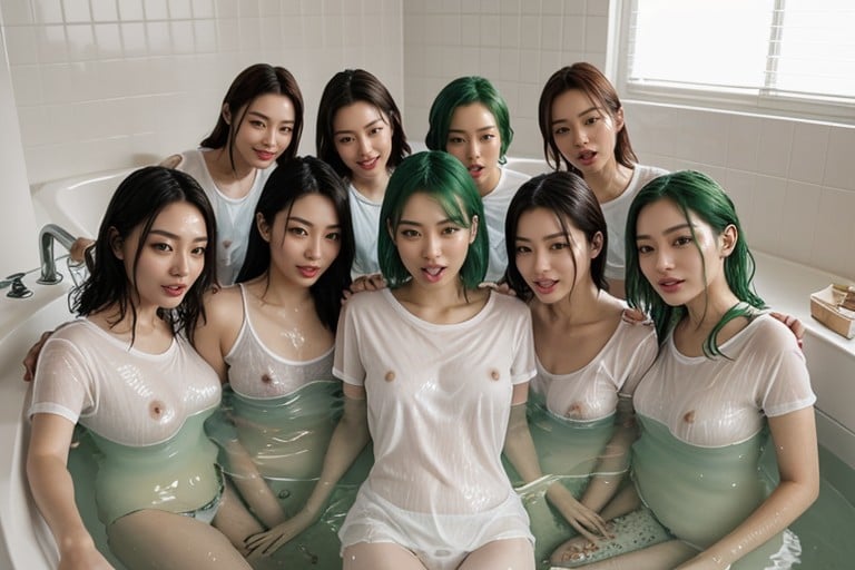 Nine Girls, 望向观众, 团体照片人妖AI色情