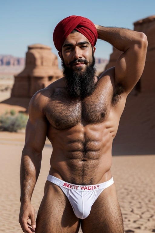 Bulge, Hyper Muscle, A Handsome Arab Man아시아 AI 포르노