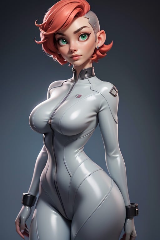 3d (cartoon), Light Grey Suit, Tapered Pixie Hair Shaved On The Sides AI Porn