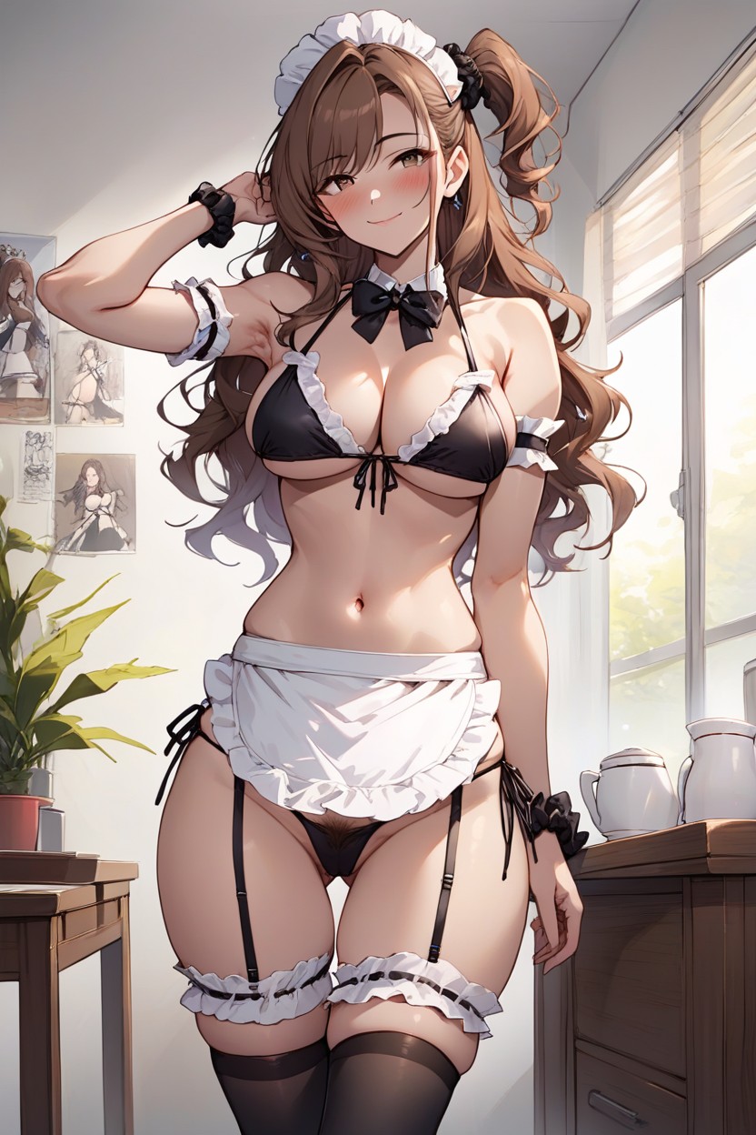 Maid Headdress, String Bikini, Maid Apron Hentai AI Porn