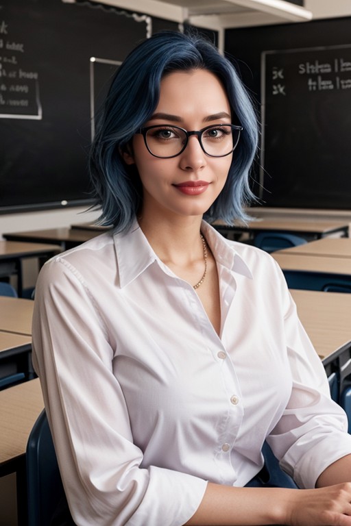 A Classroom Background, Black Nylons, Teacher Furry AI Porn