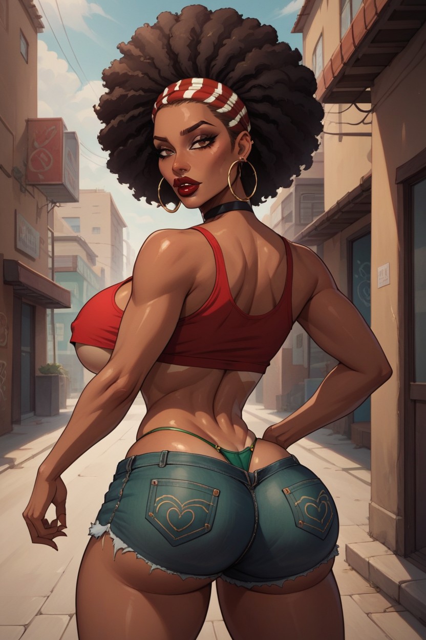 Oiled Body, Ass Cleavage, African Hentai AI Porn