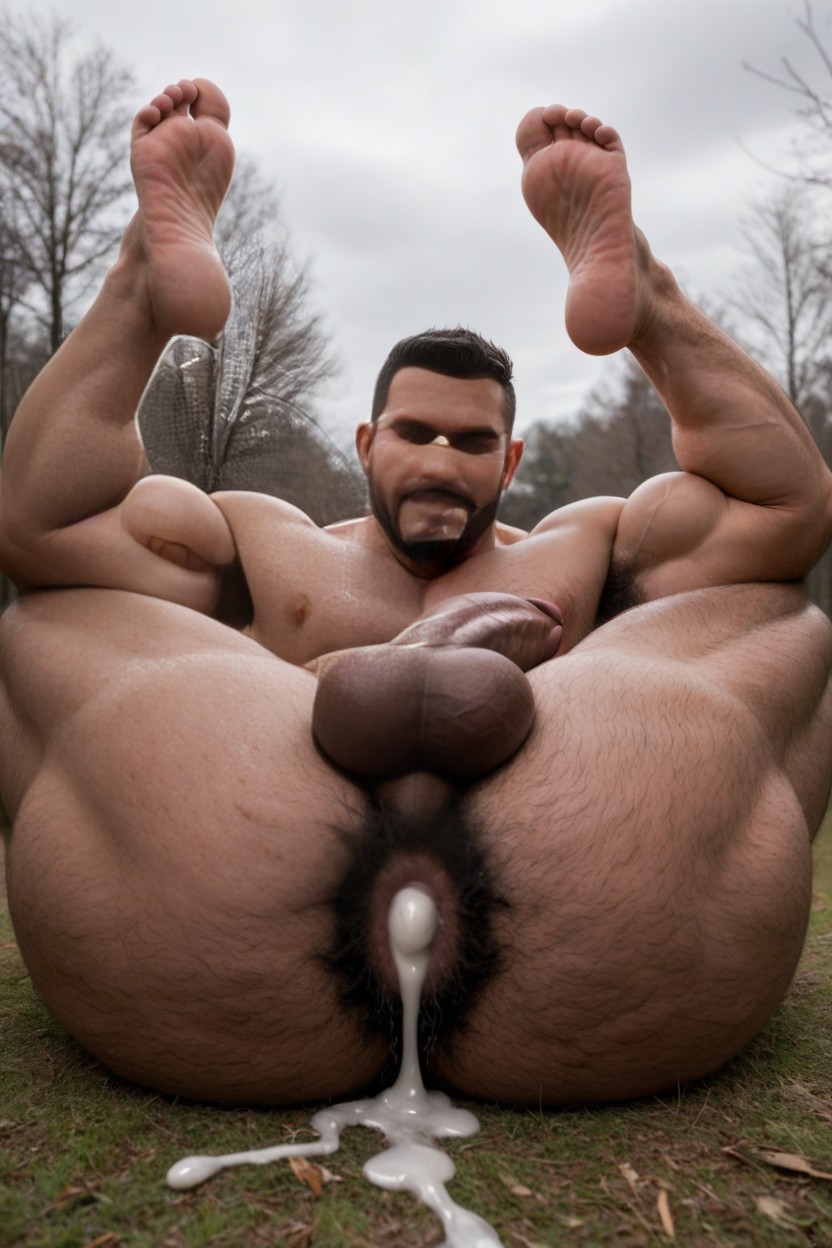 Expressive Eyes, Thick, Show Hairy Asshole Dripping Cum AI Gay Porn
