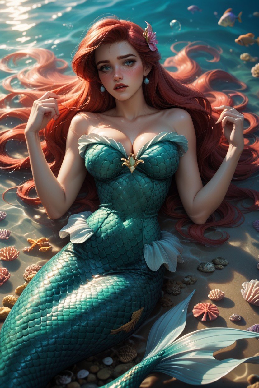 누워있기, Mermaid, Ariel From The MermaidAI 포르노