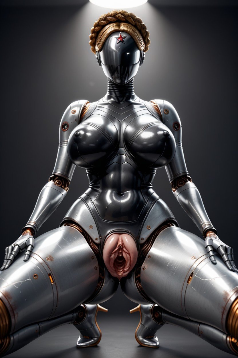 Metallic Body, No Mouth, Visible Cervix Pornografia de IA