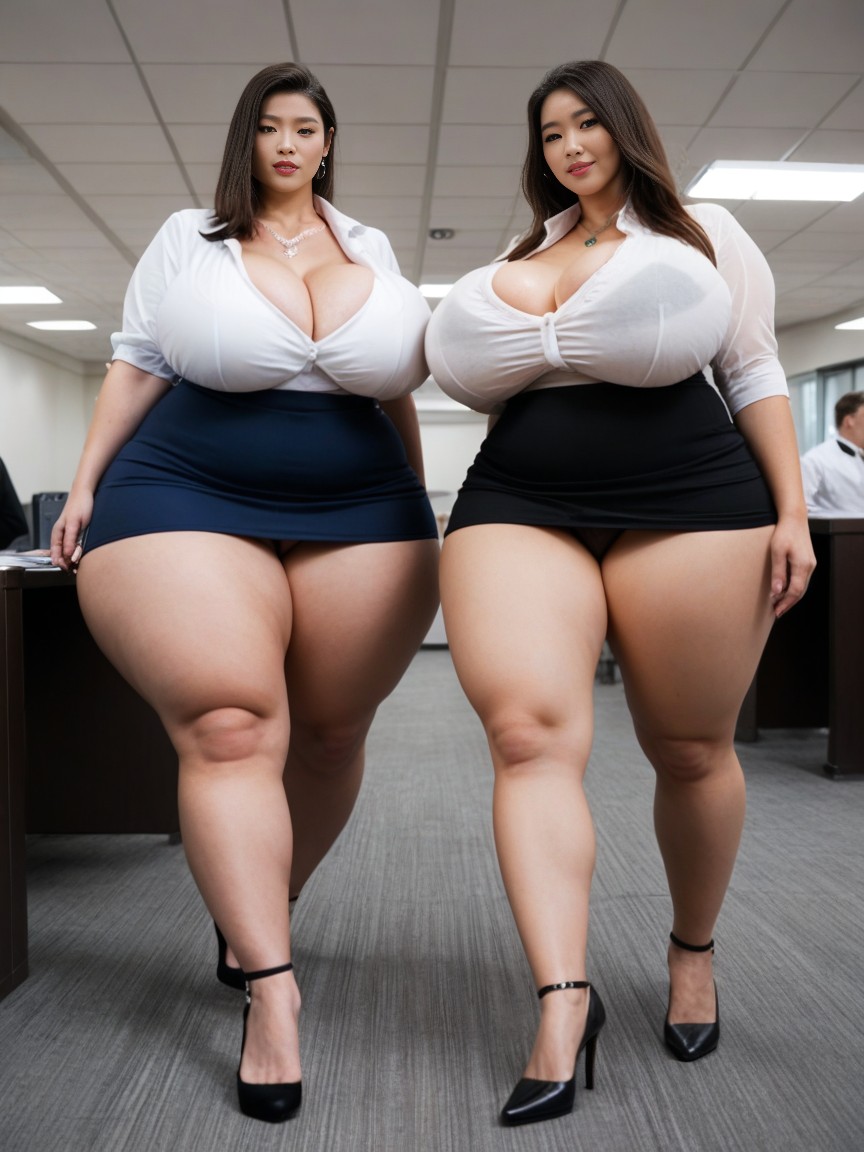 Extremely Large Ass, Asian, Black High Heels AI Porn