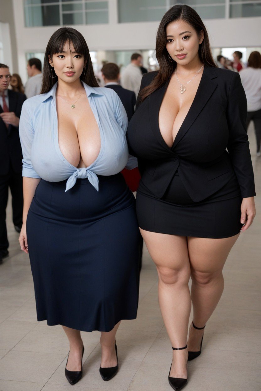 Saggy Breasts Longer Than Body, De Cima Para Baixo, Gigantic Saggy Breasts In Clothes Pornografia de IA