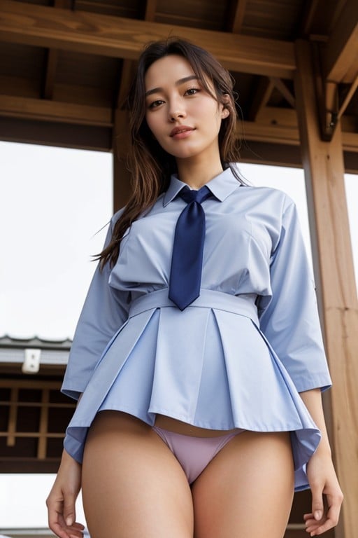 School Uniform, Full Body, Bottom Up (upskirt) Shemale AI Porn