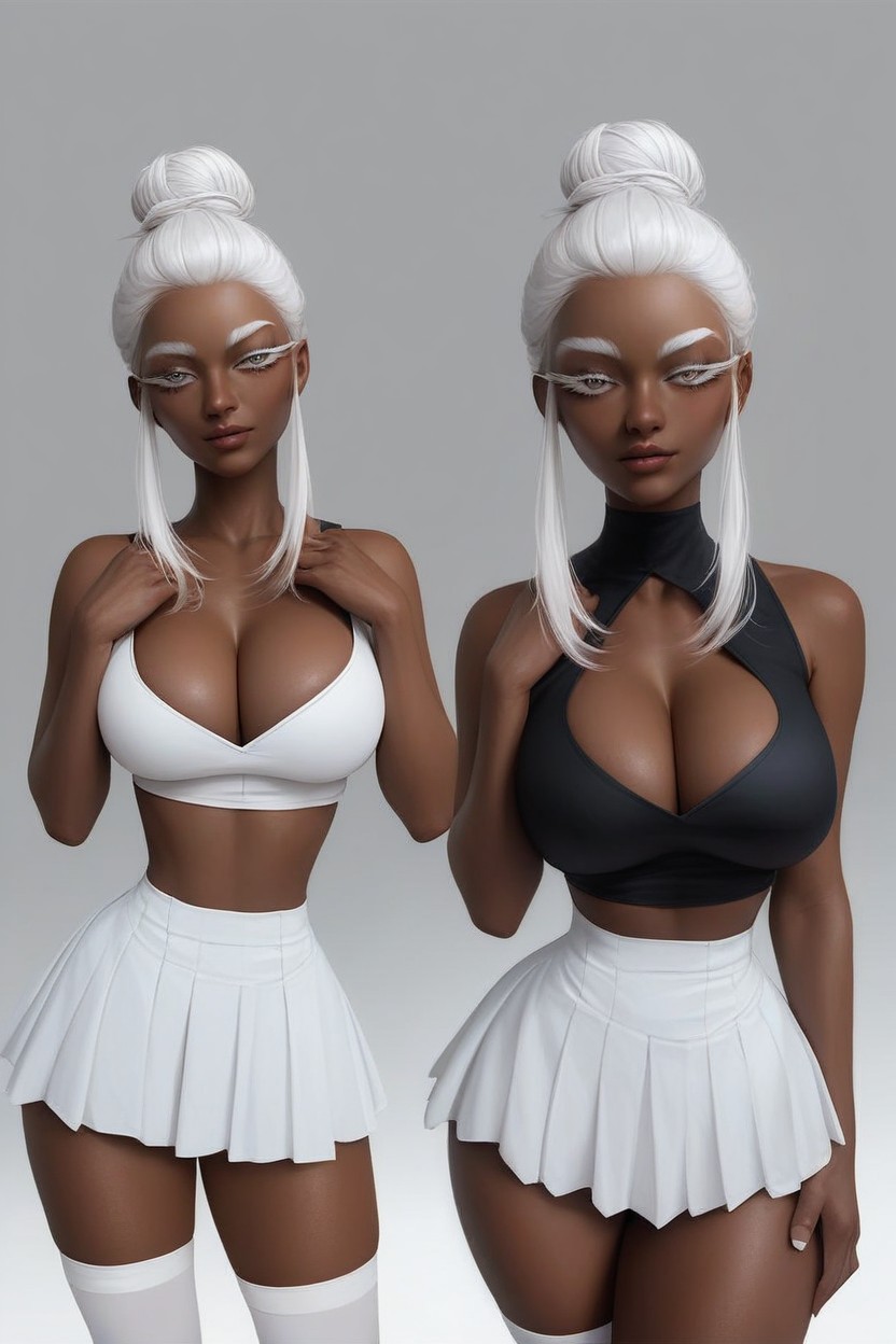 Dark Brown Skin, Standing Model Position, Big Eyes Hentai AI Porn
