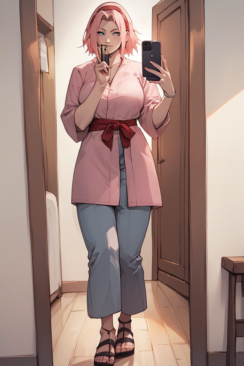 Haruno Sakura From Naruto, Selfie, Full Body Hentai AI Porn