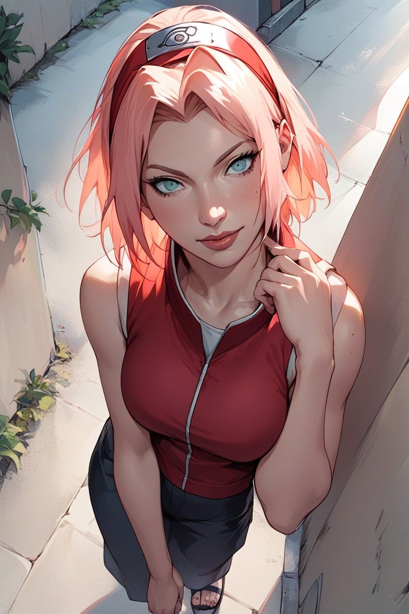 Haruno Sakura From Naruto, Excellent Facial Detailing, De Cima Para Baixo Hentai IA pornografia