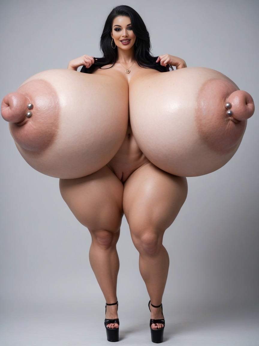 Huge Breasts, Hyper Nipples, Swollen Nipples AI Porn
