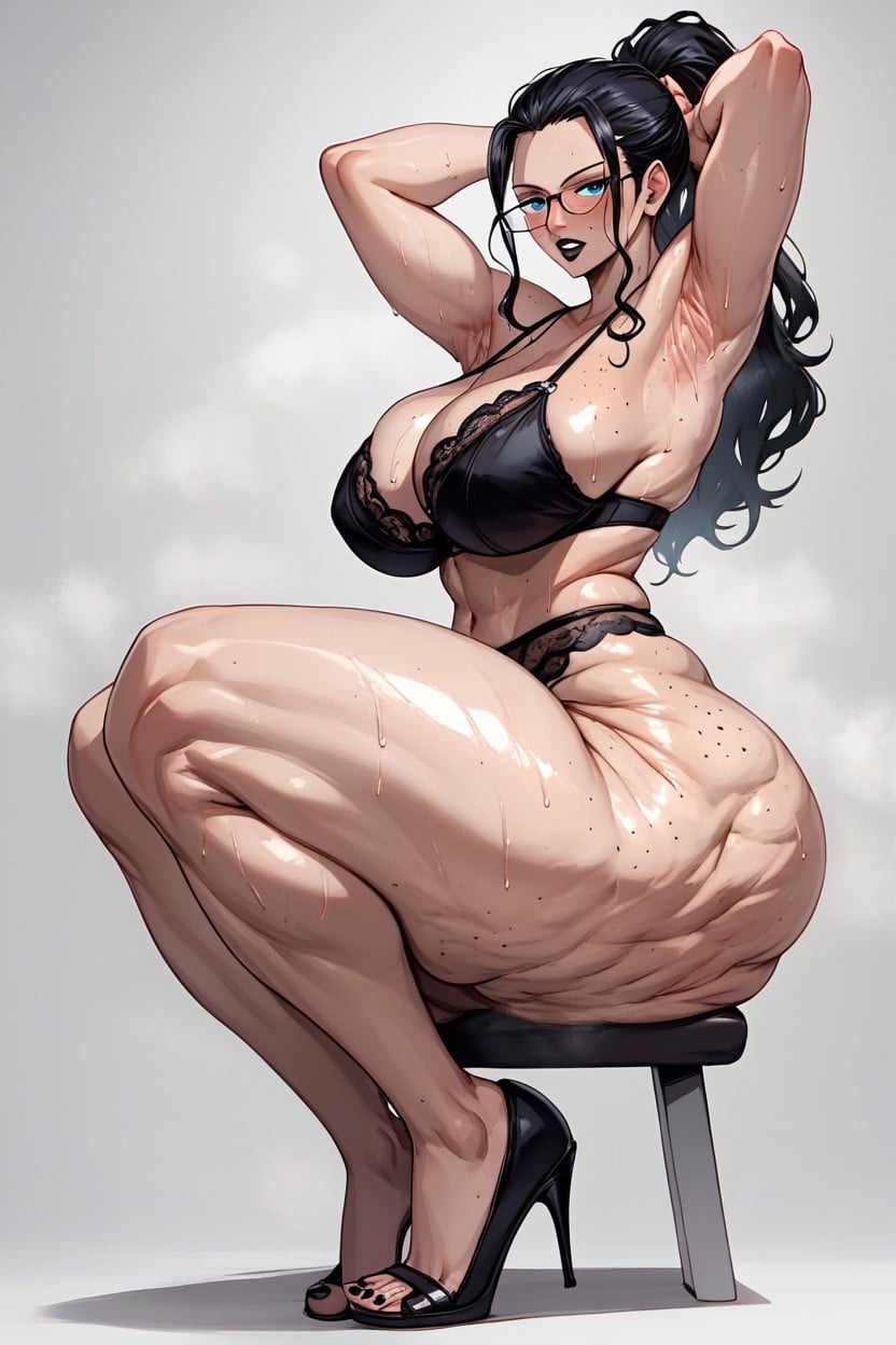 Shaved Armpits, Black Fingernails, Sitting With Cross Legs Hentai AI Porn