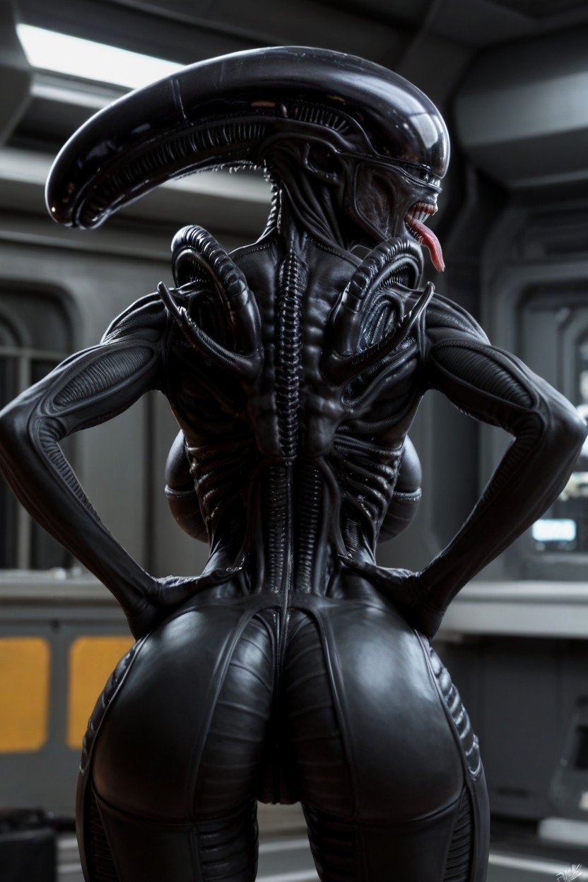 身をかがめる, 大きなお尻, Xenomorph FaceニューハーフAIポルノ