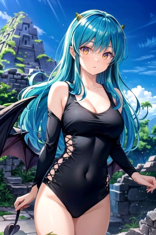 Blue Hair, Succubus, Brokeh Hentai AI Porn