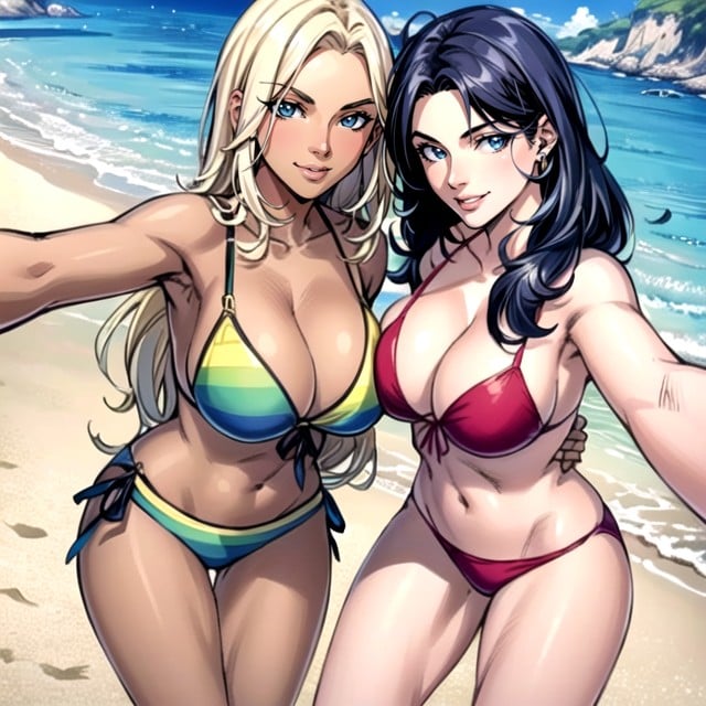 Beach, Selfie, Comic Shemale AI Porn