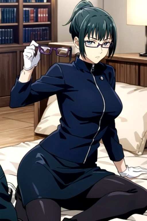 Cama, Luvas De Latex, Maki Zenin (jujutsu Kaisen) Travesti IA Pornô