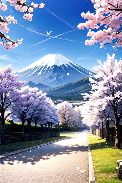 Cherry Blossoms In Full Bloom, Flying Hawk, The Hawk Is Flying Far Away Hentai IA pornografia