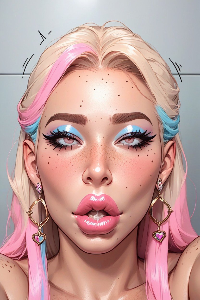 Freckles, Bimbo, Blushing Ahegao Motion Lines ShakingPorno AI