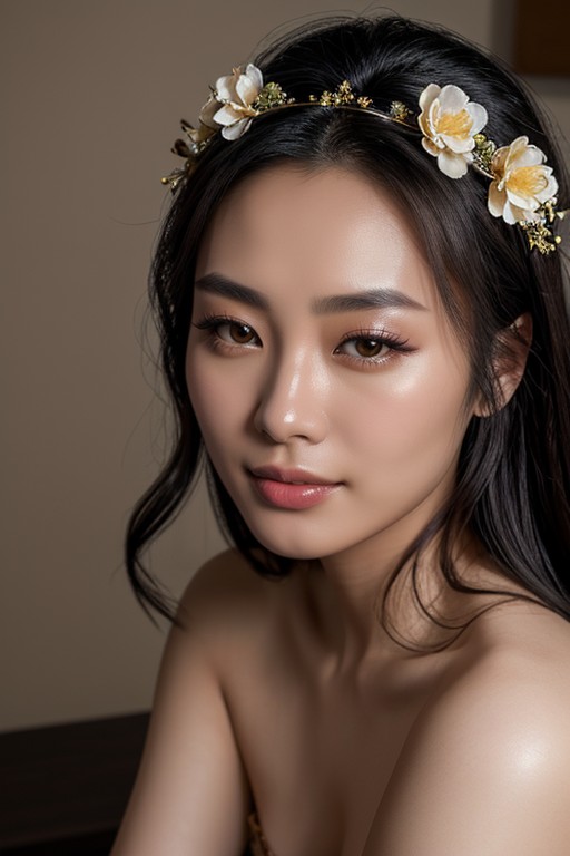 Chinois, Maquillage, Couronne De FleursPorno IA