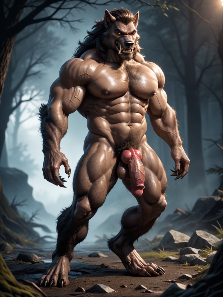 Thick Brown Pubic Hair, Massive Hairy Back Muscles, Big Hairy Nutsack AI Gay Porn