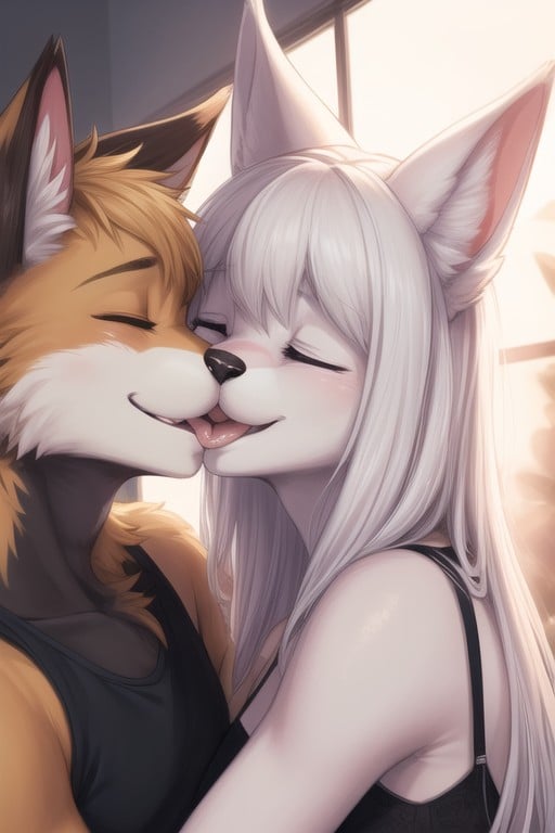 Skinny, Kissing (1 Boy 1 Girl), Fox Furry AI Porn