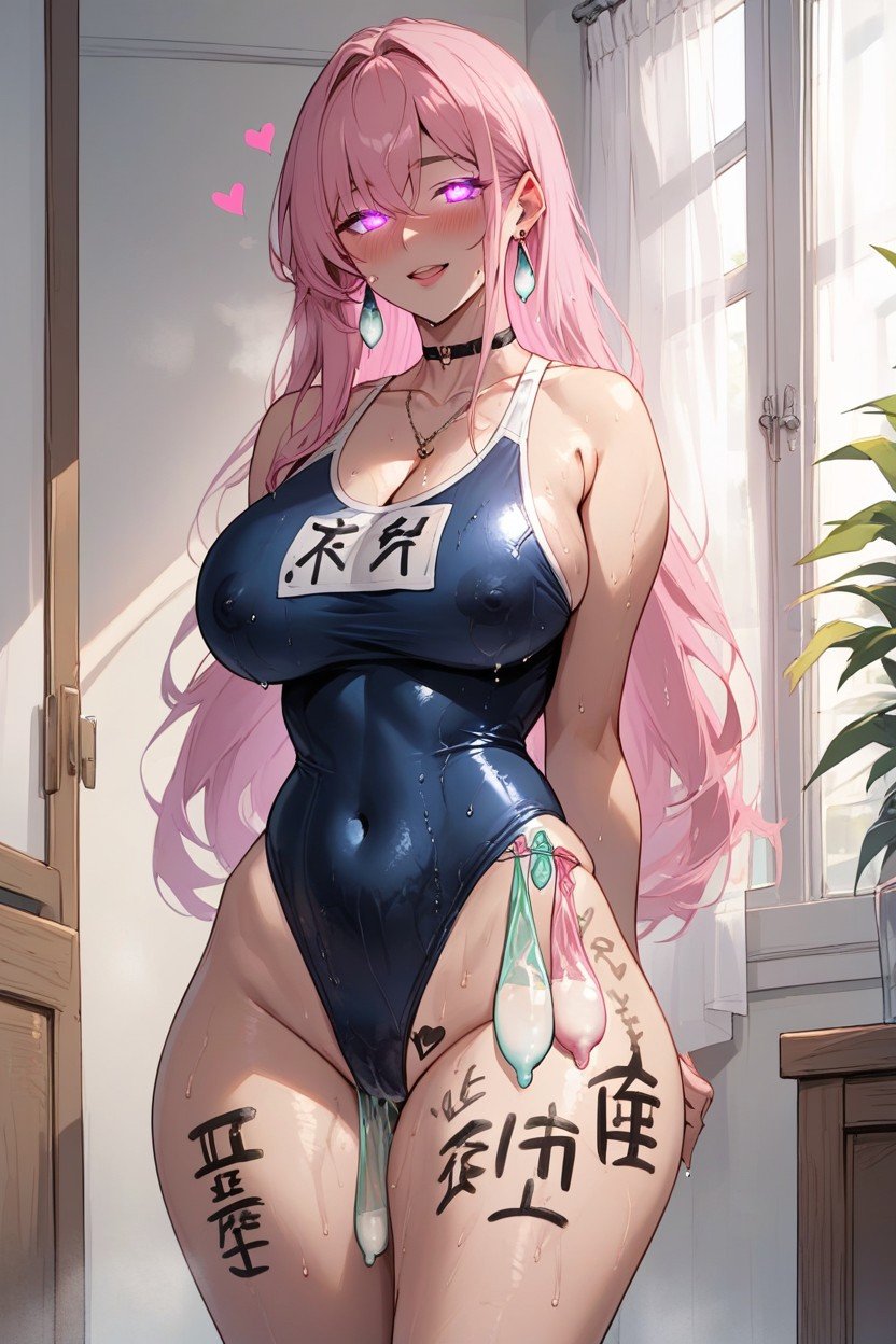 Swimsuit, Body Writing, Thick Thighs Hentai AI Porn