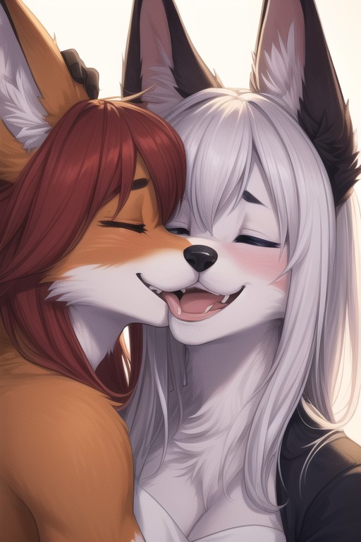 Cute, Kissing (1 Boy 1 Girl), 18+ Furry AI Porn