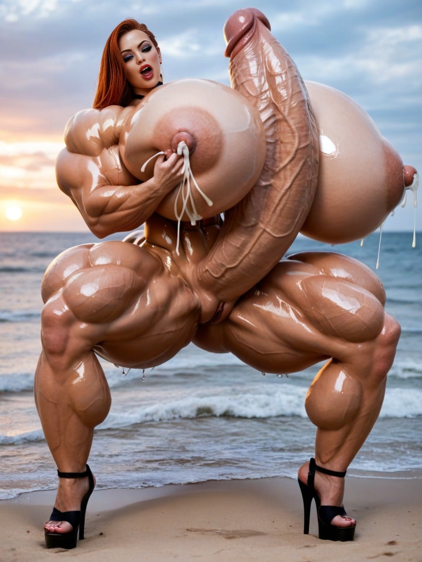 Gigantic Hyper Muscle, Model, Hyper Massive Cock Shemale AI Porn